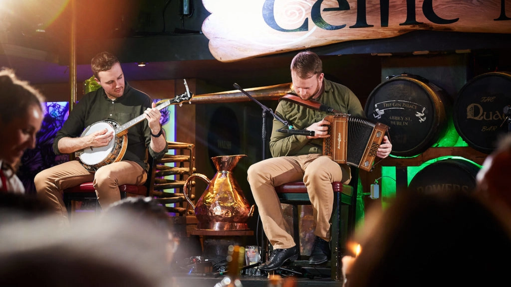 Celtic Nights Musicians on stage in The Arlington Hotel, Dublin