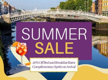 Dublin hotel summer sale promotion with river view and offer details.